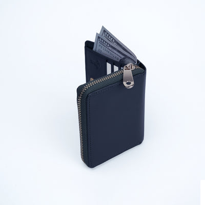 Italian Leather Ladies Wallet - Navy Blue