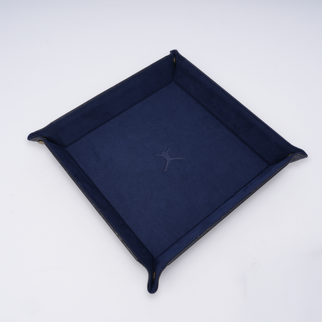 Italian Leather Tray Large - Navy Blue