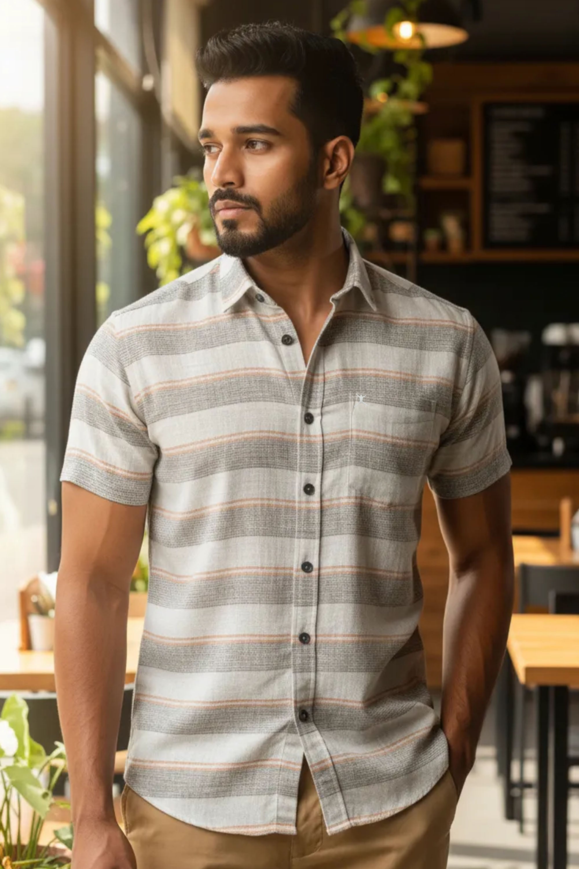 Slim Fit Horizontal Stripes - S/S Shirt