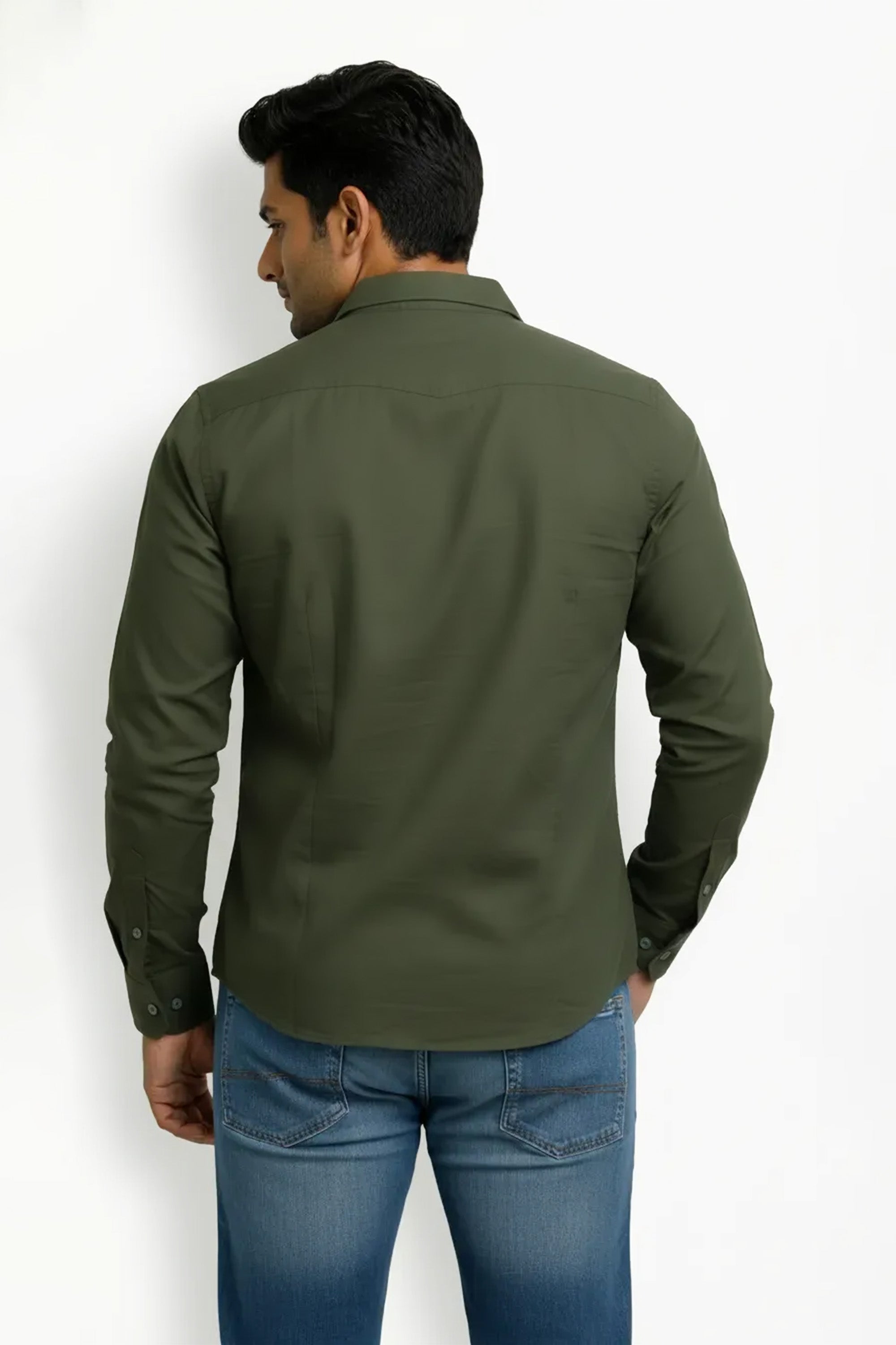 Slim Fit Cotton Double Pocket L/S Shirt