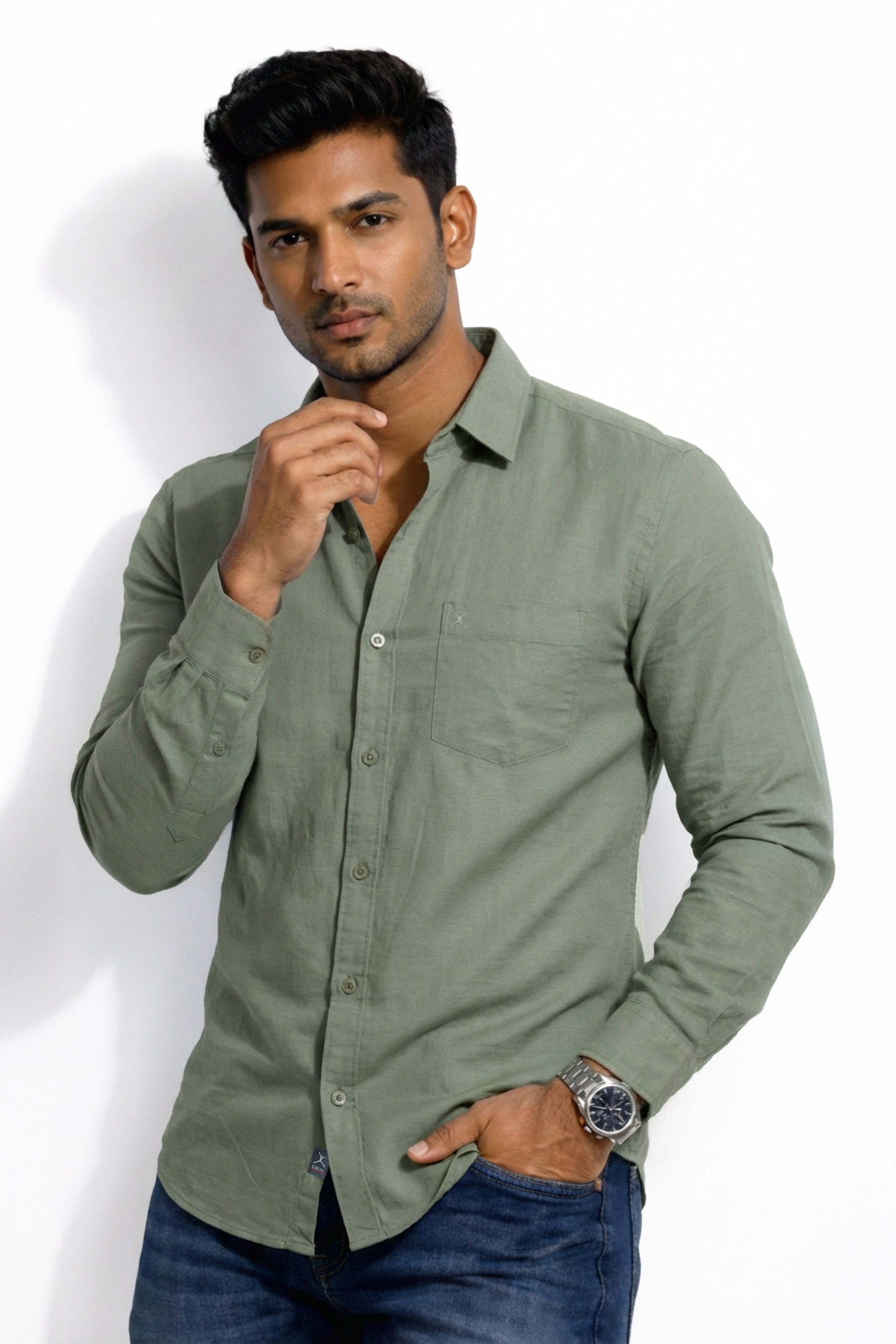 Slim Fit Cotton Linen L/S Shirt