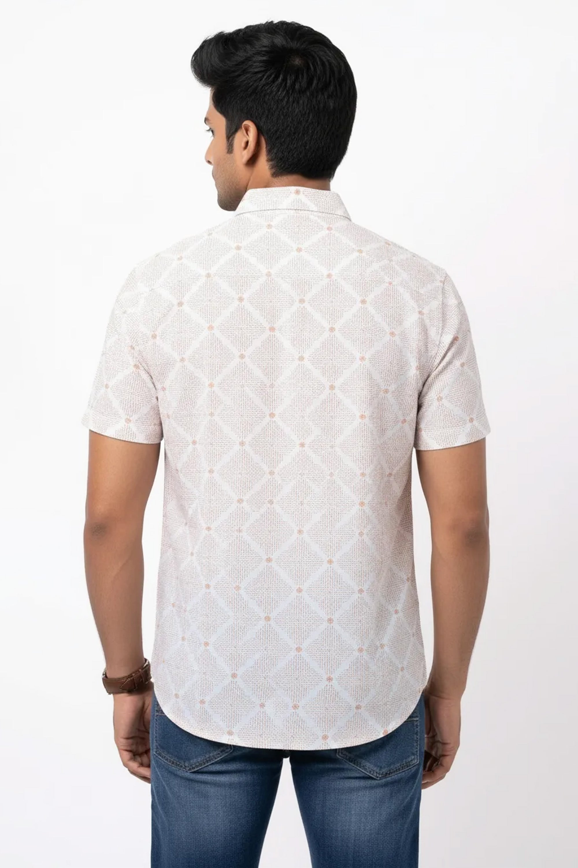 Slim Fit Cotton Linen Printed S/S Shirt