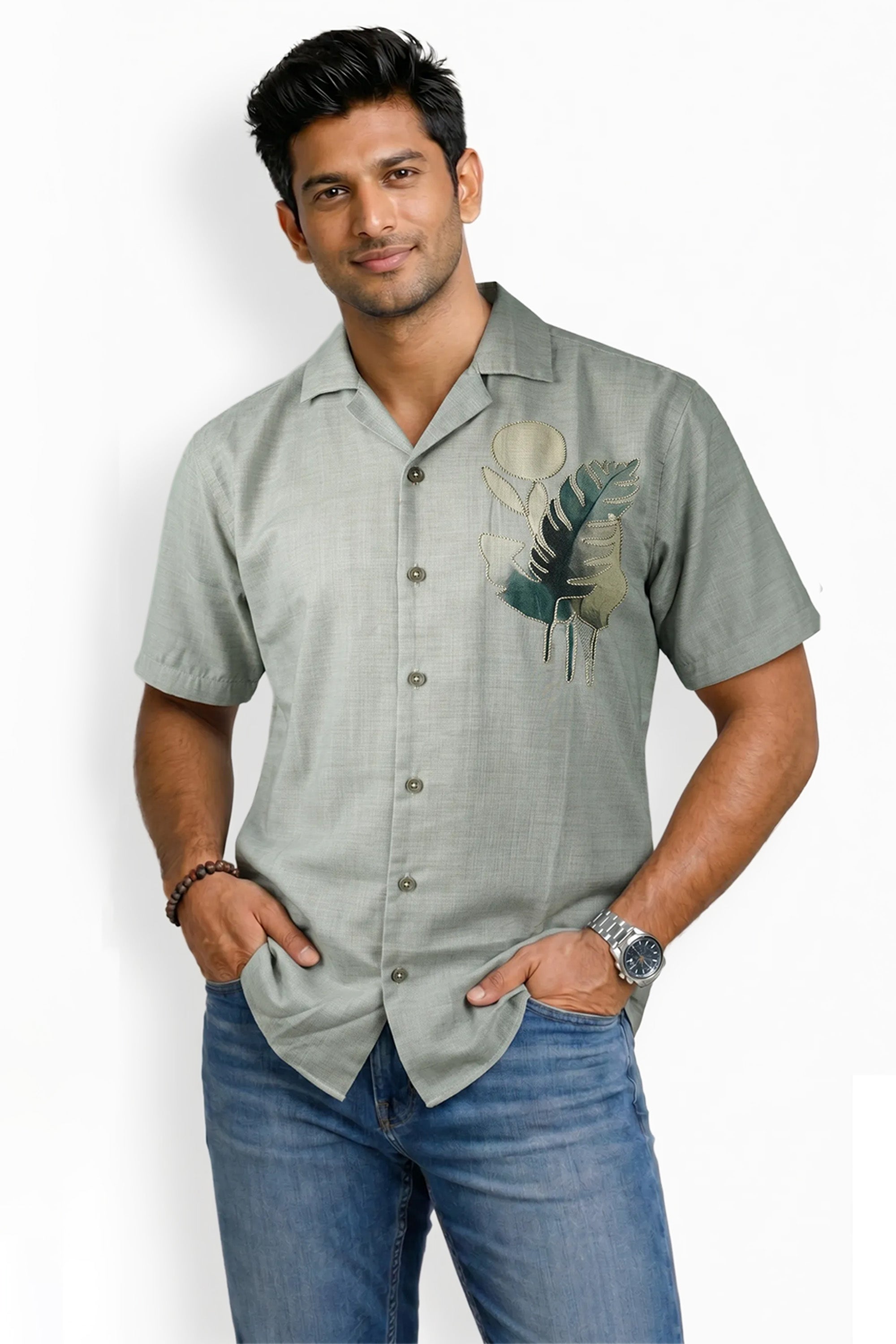 Slim Fit Cotton Printed S/S Shirt