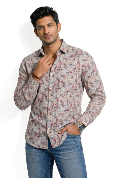 Slim Fit Cotton Printed L/S Shirt