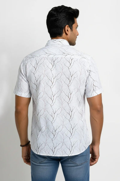 Regular Fit Cotton Linen Printed S/S Shirt