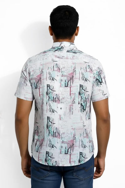 Slim Fit Cotton Printed S/S Shirt