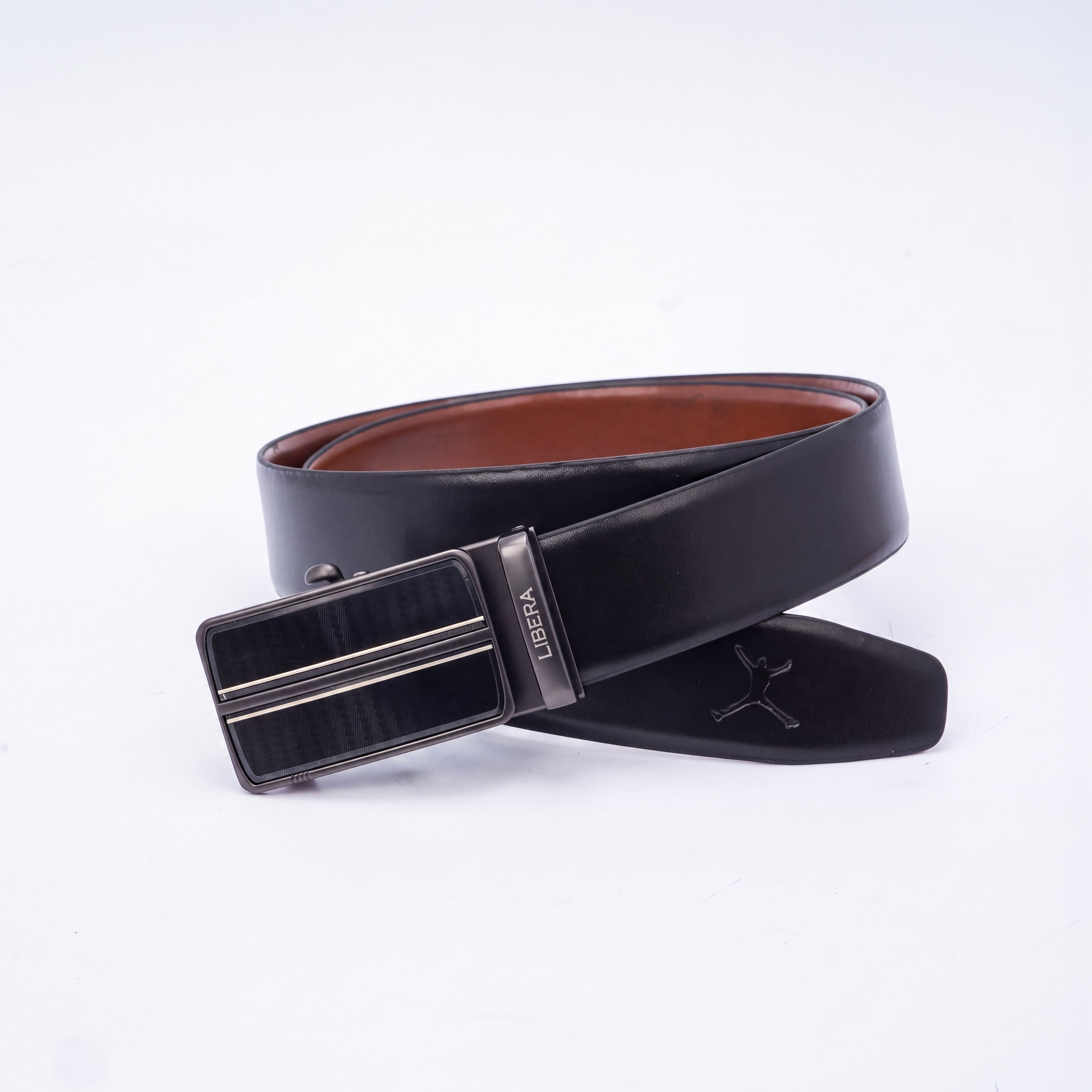 Italian Leather Auto Lock Belt - Black | Tan