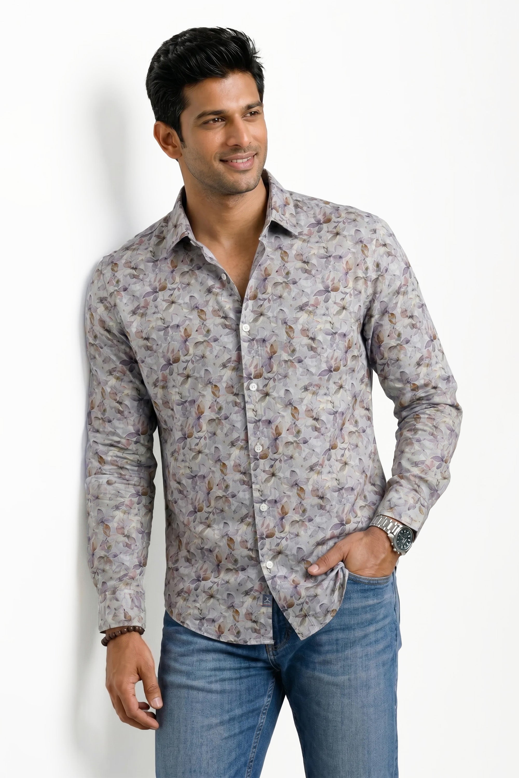 Slim Fit Cotton Printed L/S Shirt
