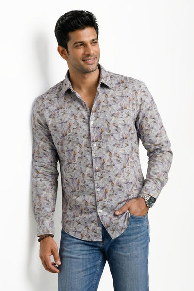 Slim Fit Cotton Printed L/S Shirt