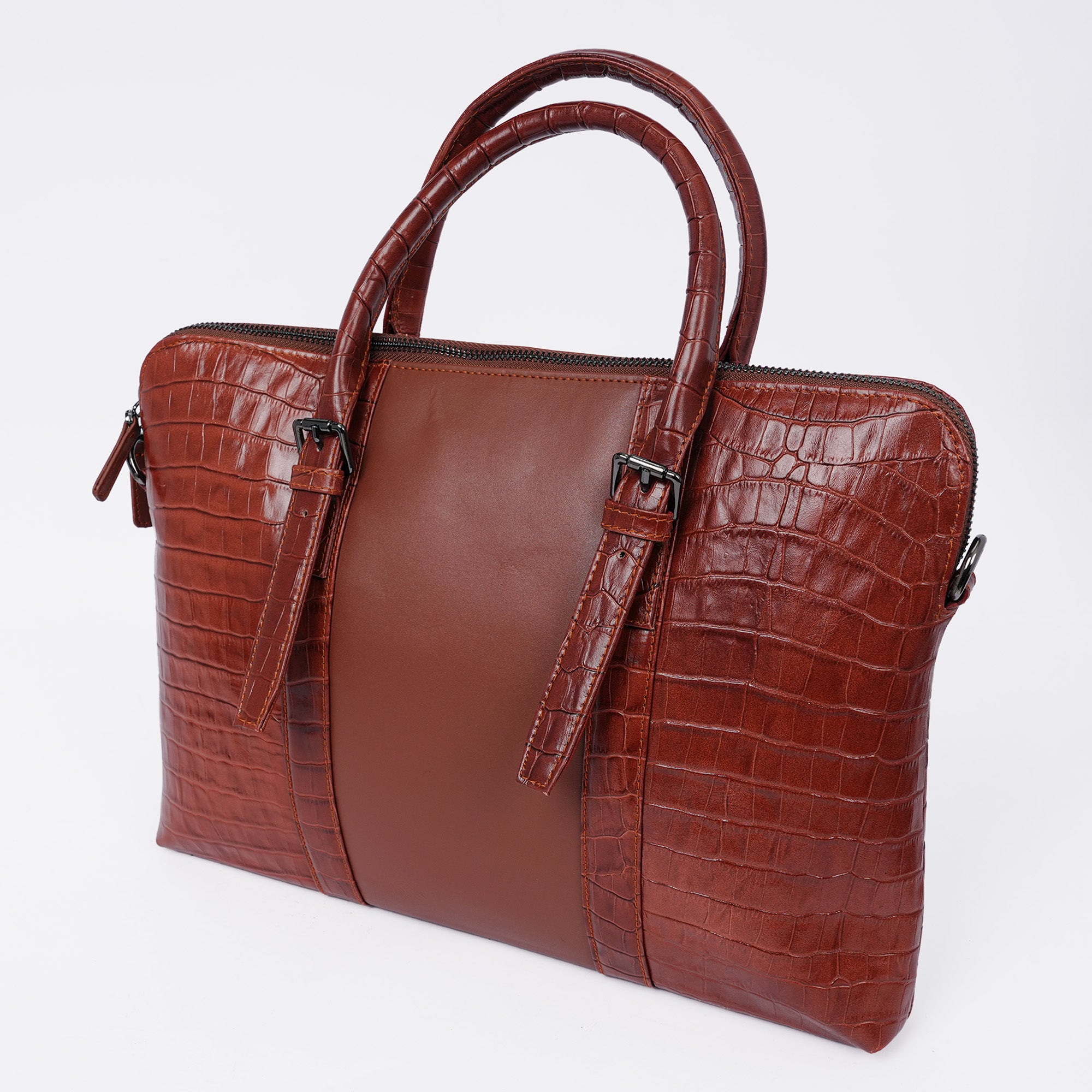 Italian Leather Executive Bag - Red Brown