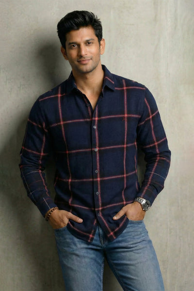 Slim Fit Cotton Checks L/S Shirt