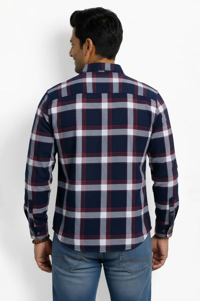 Slim Fit Cotton Checks L/S Shirt