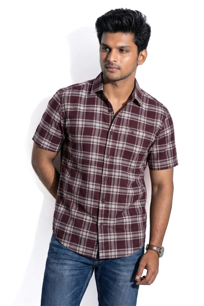 Slim Fit Cotton Checks S/S Shirt