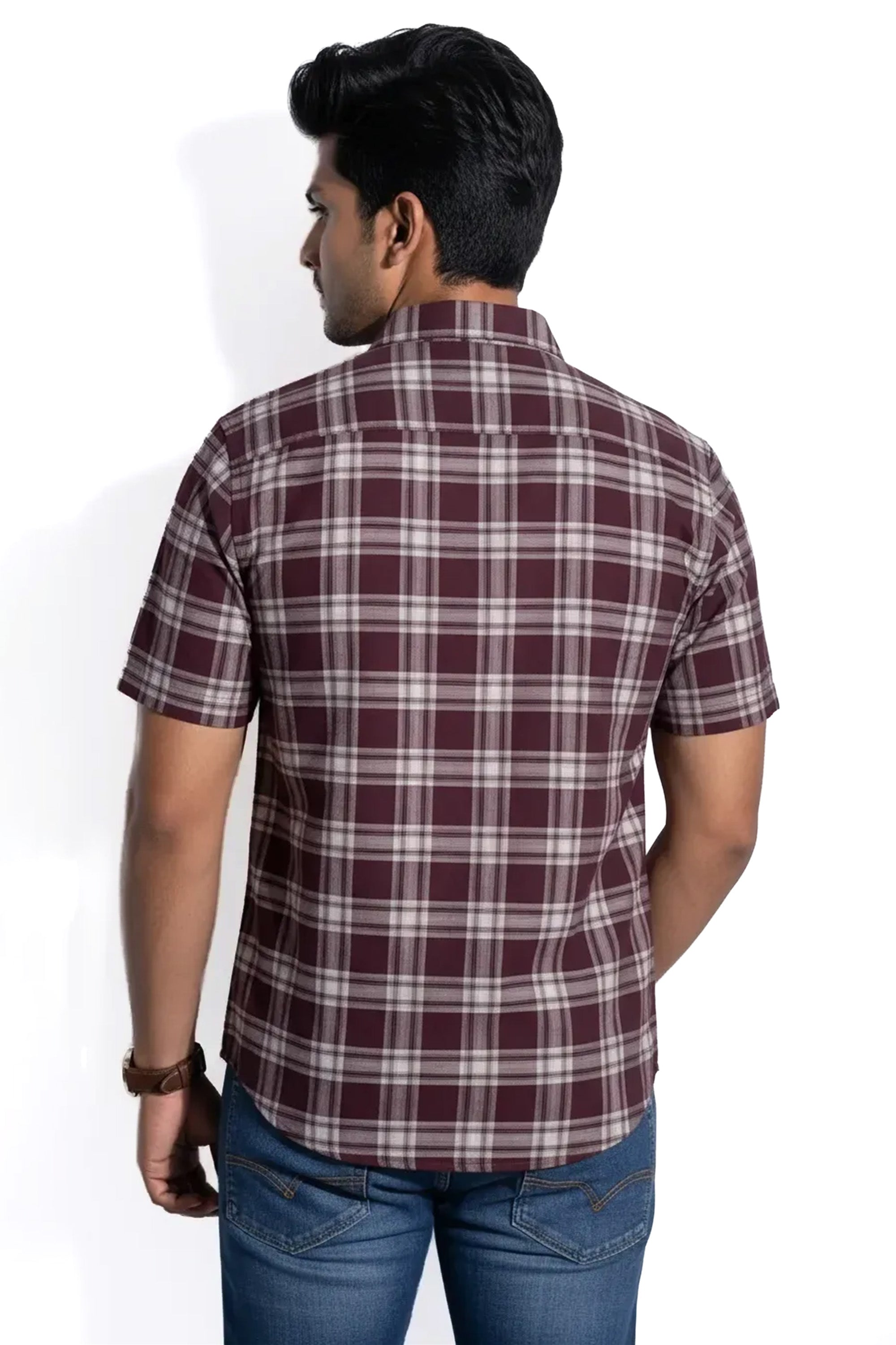 Slim Fit Cotton Checks S/S Shirt