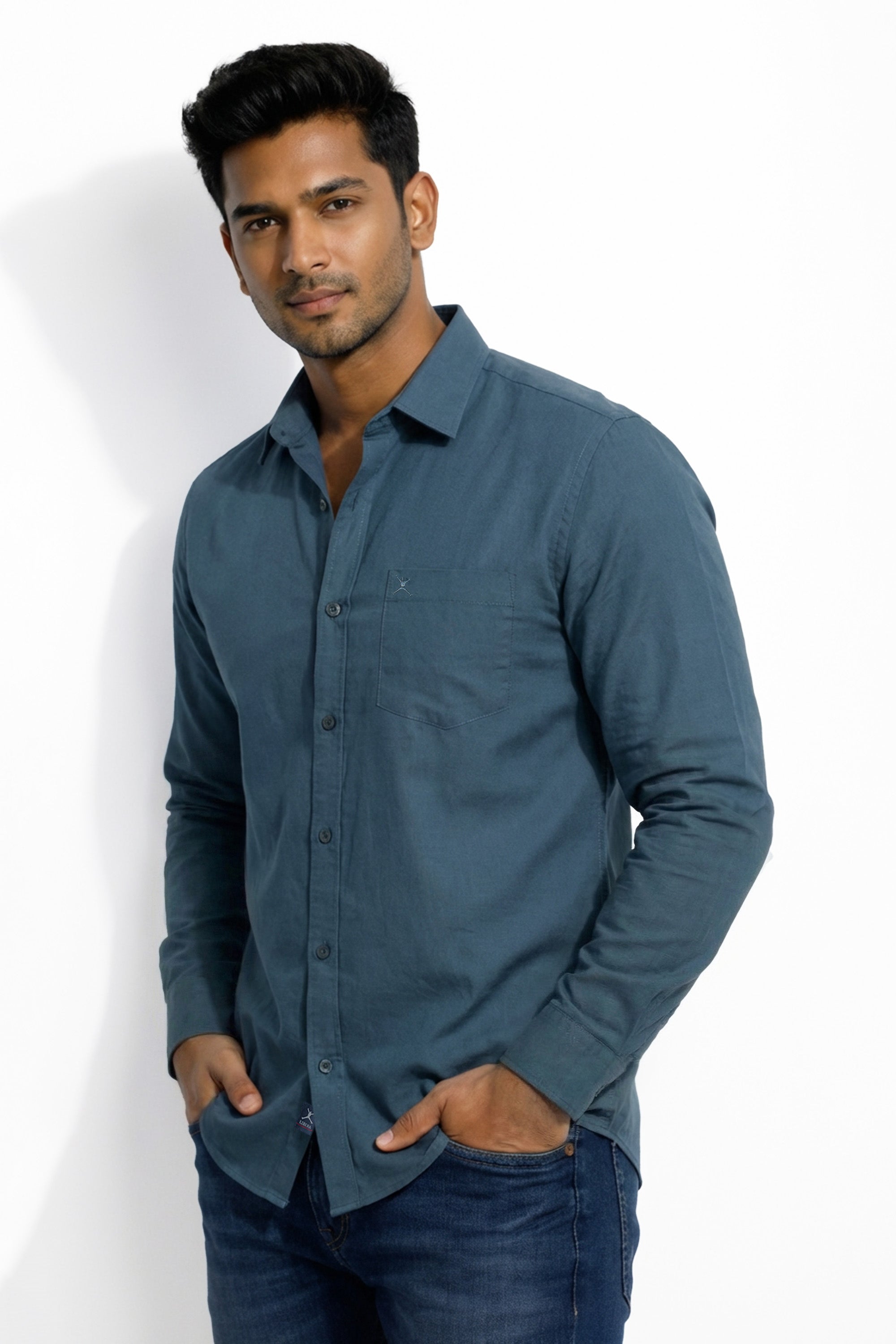 Slim Fit Cotton Linen L/S Shirt