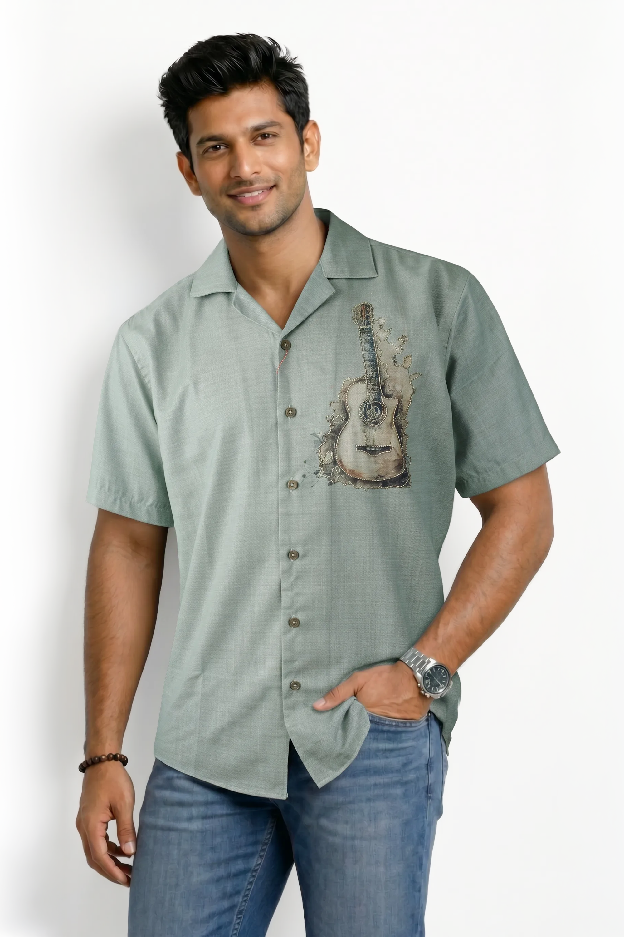 Slim Fit Cotton Printed S/S Shirt