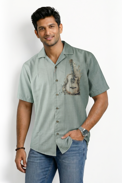 Slim Fit Cotton Printed S/S Shirt