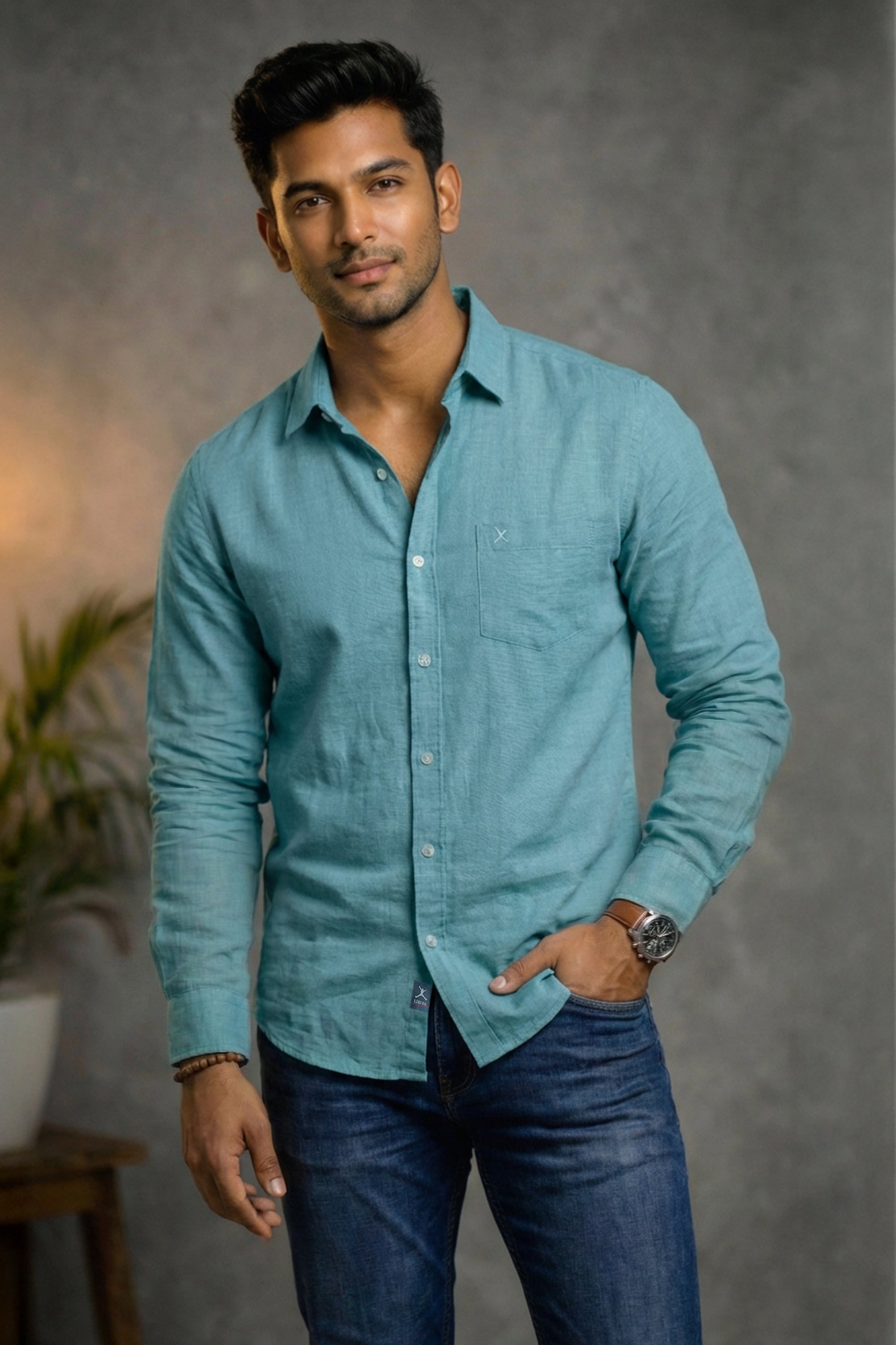 Slim Fit Cotton Linen L/S Shirt