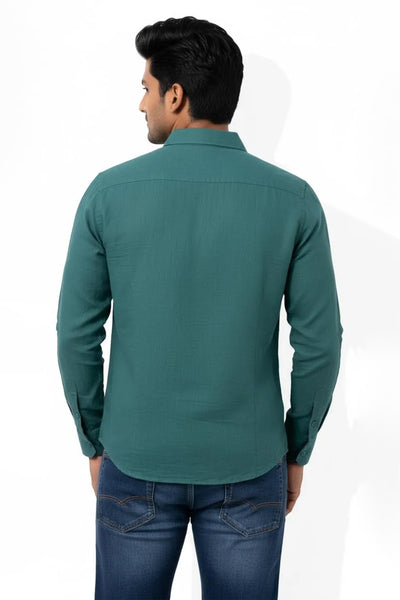 Slim Fit Cotton Linen Plain L/S Shirt