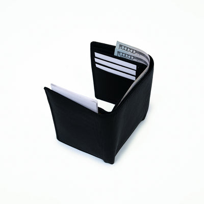Genuine Leather RFID Tri Fold Wallet - Black