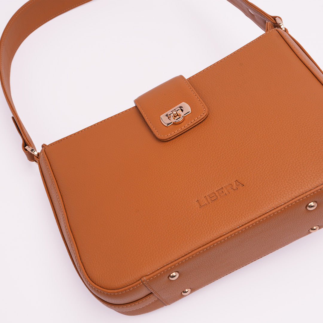 Italian Leather Ladies Shoulder Bag - Mustard