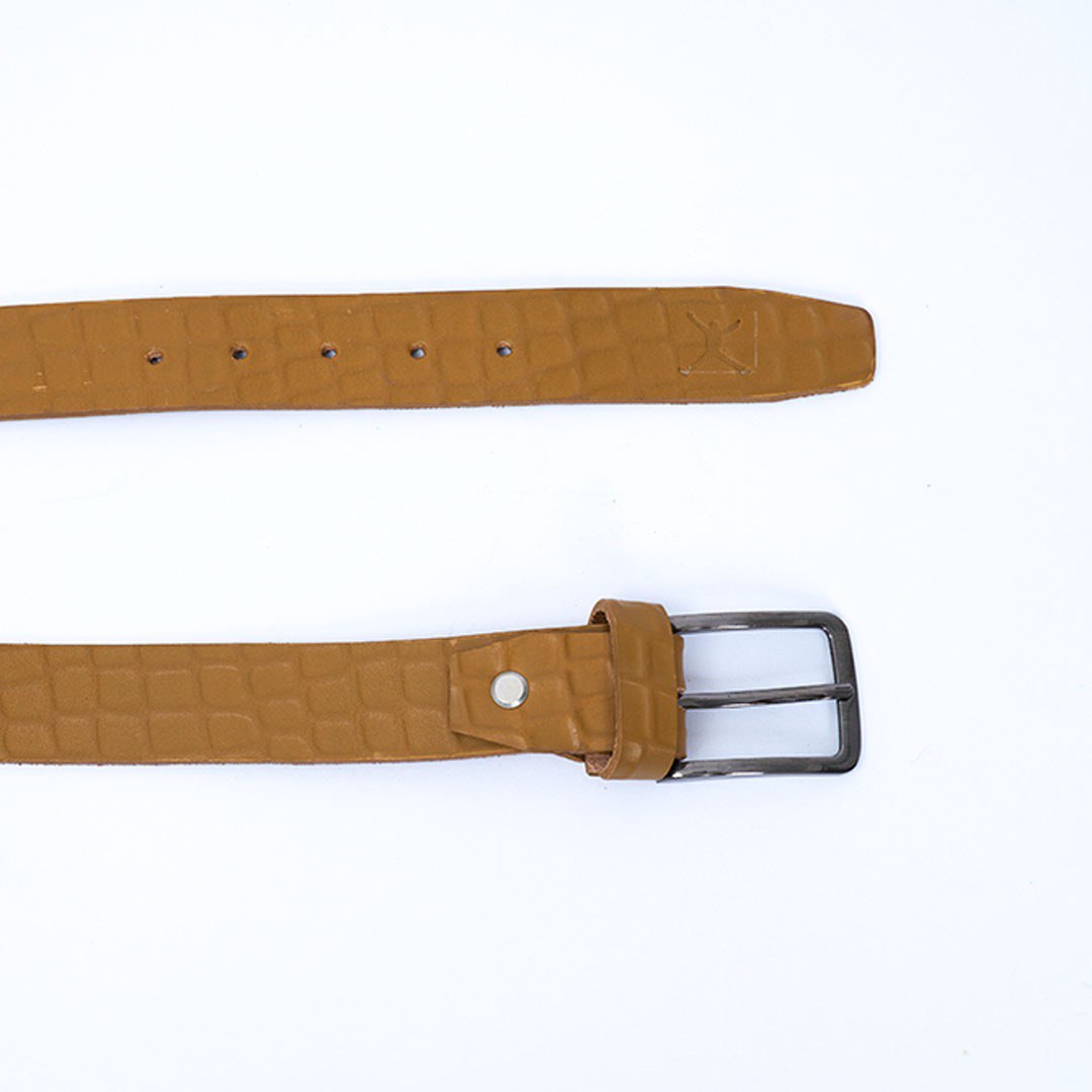 Ladies Croc Textured Leather Casual Belt - Tan