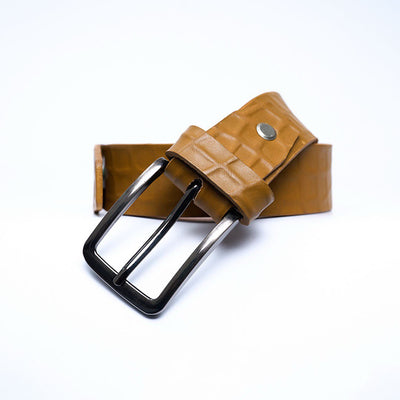 Ladies Croc Textured Leather Casual Belt - Tan