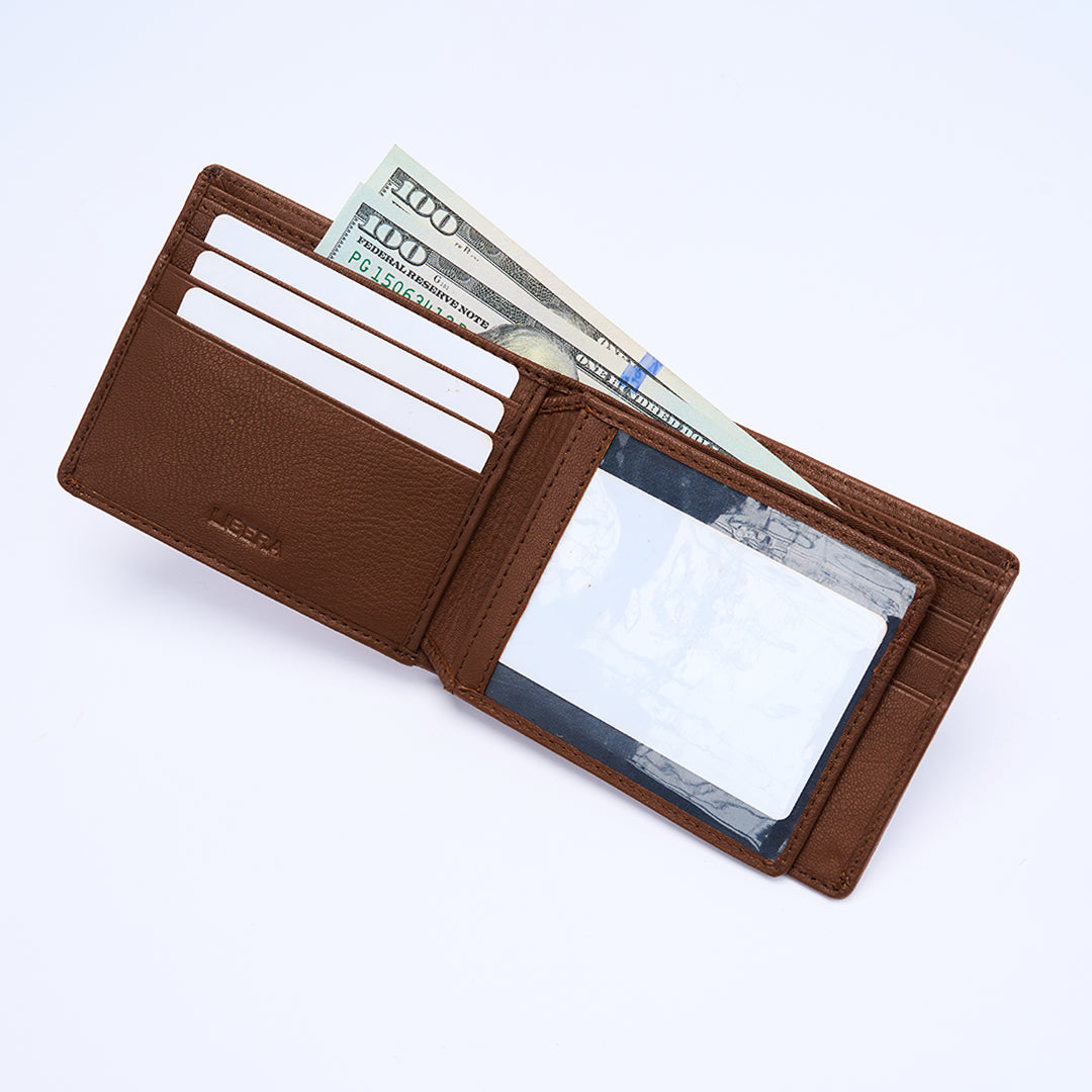 Genuine Leather RFID Wallet - Tan