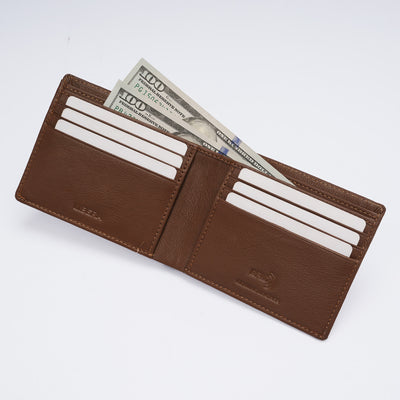 Genuine Leather RFID Wallet - Tan