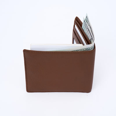 Genuine Leather RFID Wallet - Tan