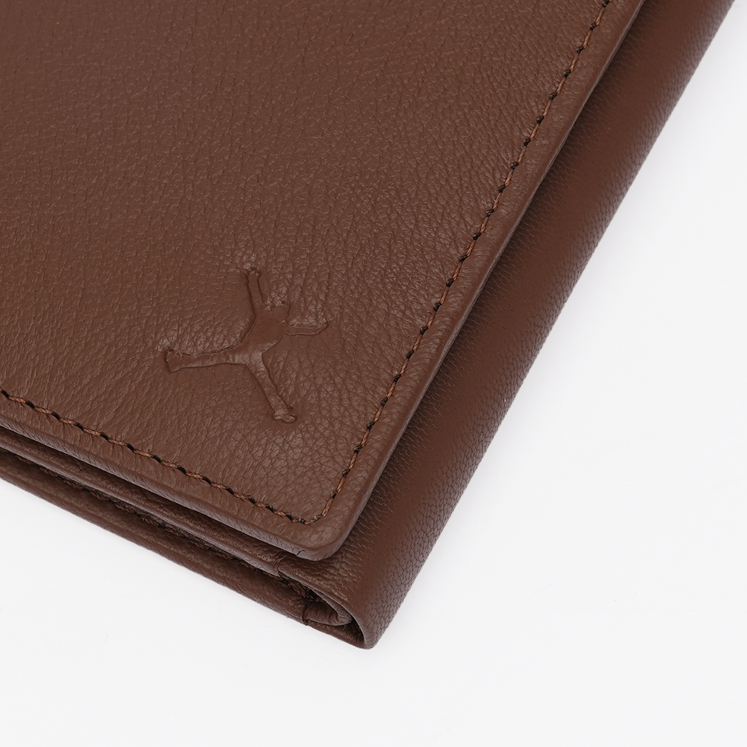 Genuine Leather RFID Tri Fold Wallet - Tan
