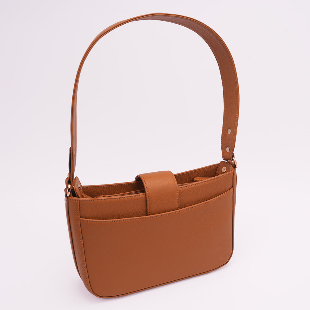 Italian Leather Ladies Shoulder Bag - Mustard