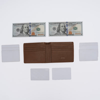 Genuine Leather RFID Wallet - Tan