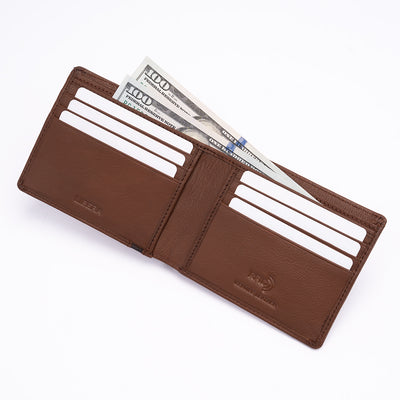 Genuine Leather RFID Wallet - Tan