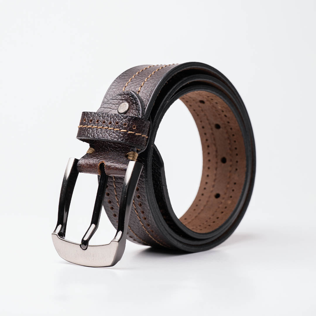 Gents Casual Leather Belt - Dark Brown
