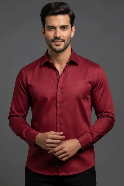 Slim Fit  Plain Shirt - L/S