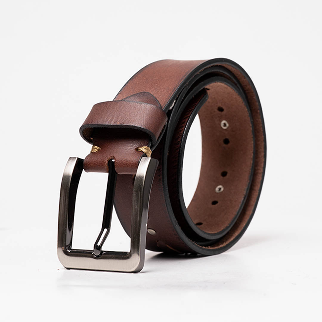Gents Casual Leather Belt - Dark Tan