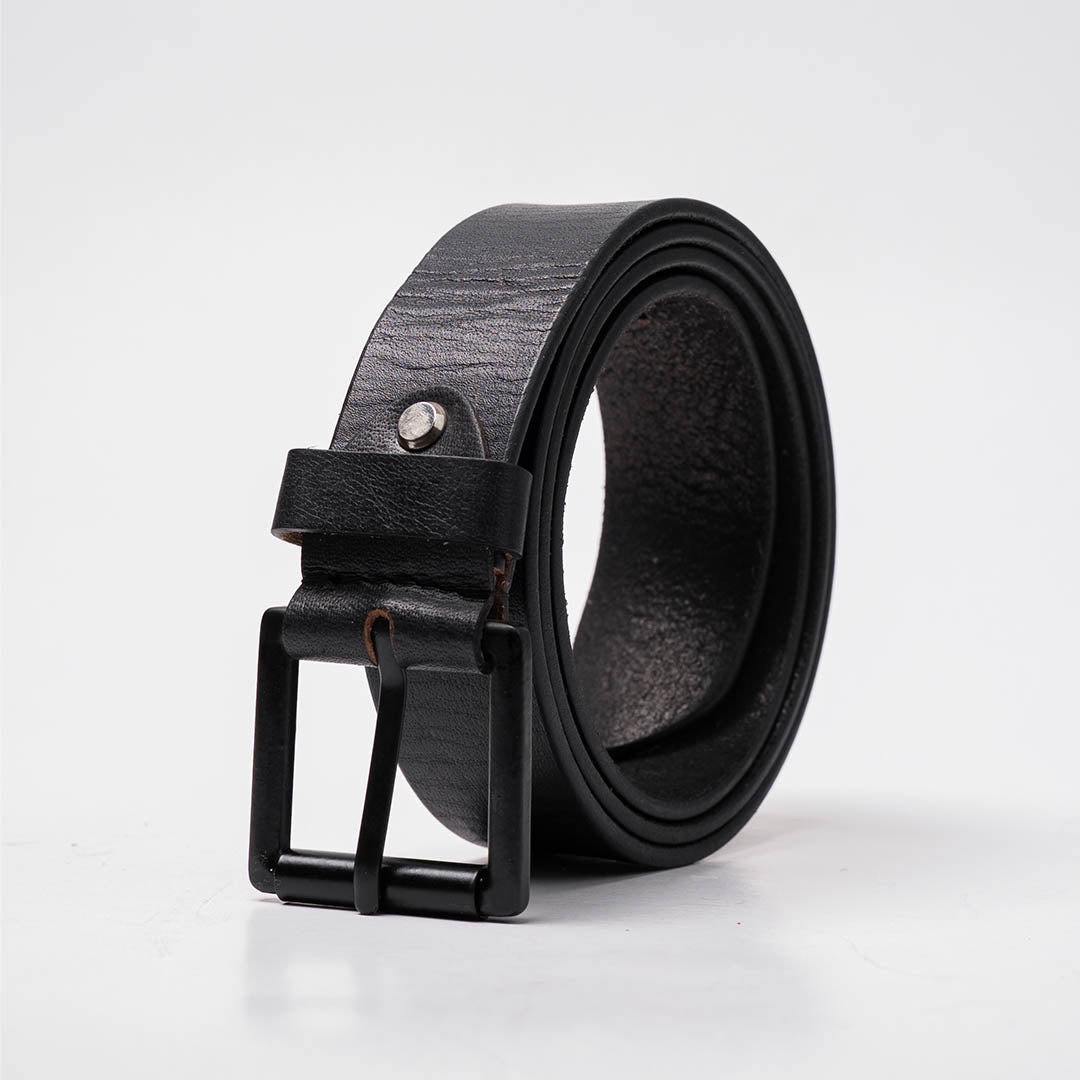 Gents Casual Leather Belt - Charcoal Black