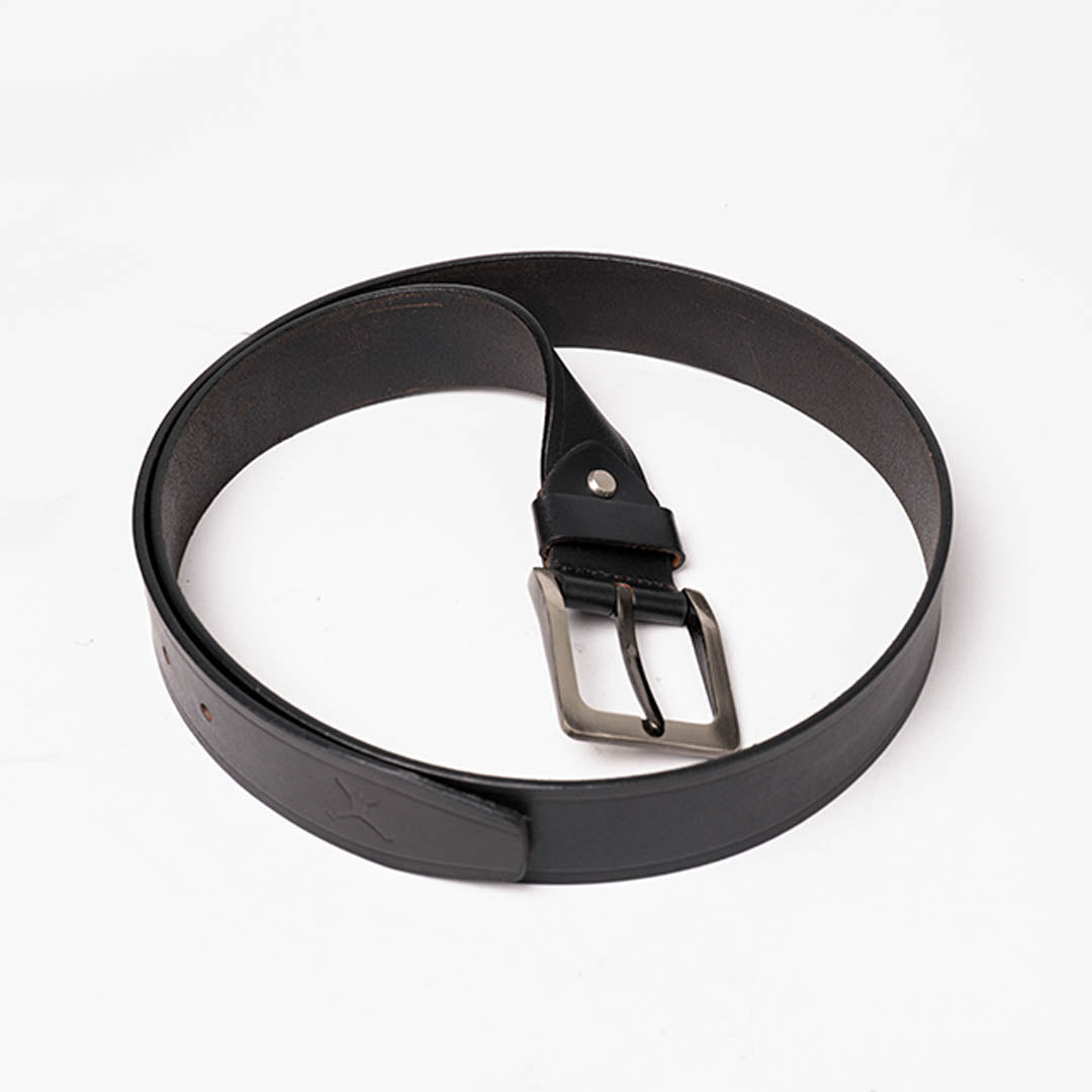Gents Casual Leather Belt - Charcoal Black