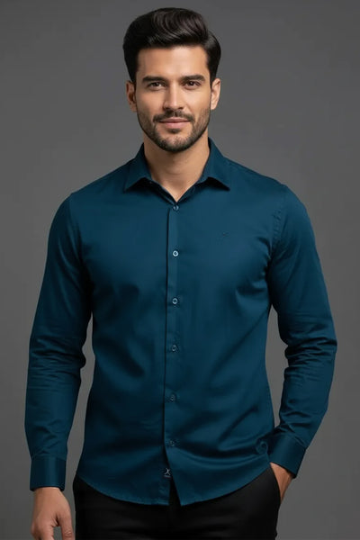 Slim Fit  Plain Shirt - L/S
