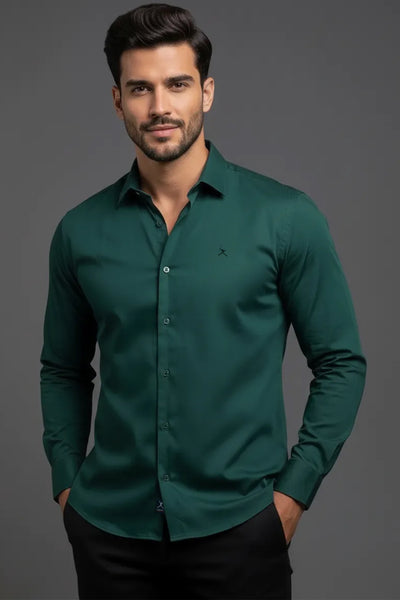 Slim Fit  Plain Shirt - L/S