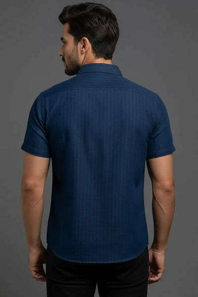 Slim Fit  Cotton Plain Stripes Shirt