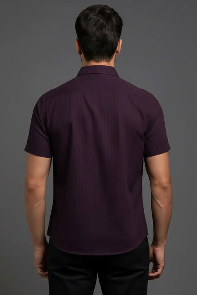 Slim Fit  Cotton Plain Stripes Shirt