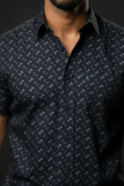 Slim Fit Dobby Printed S/S Shirt