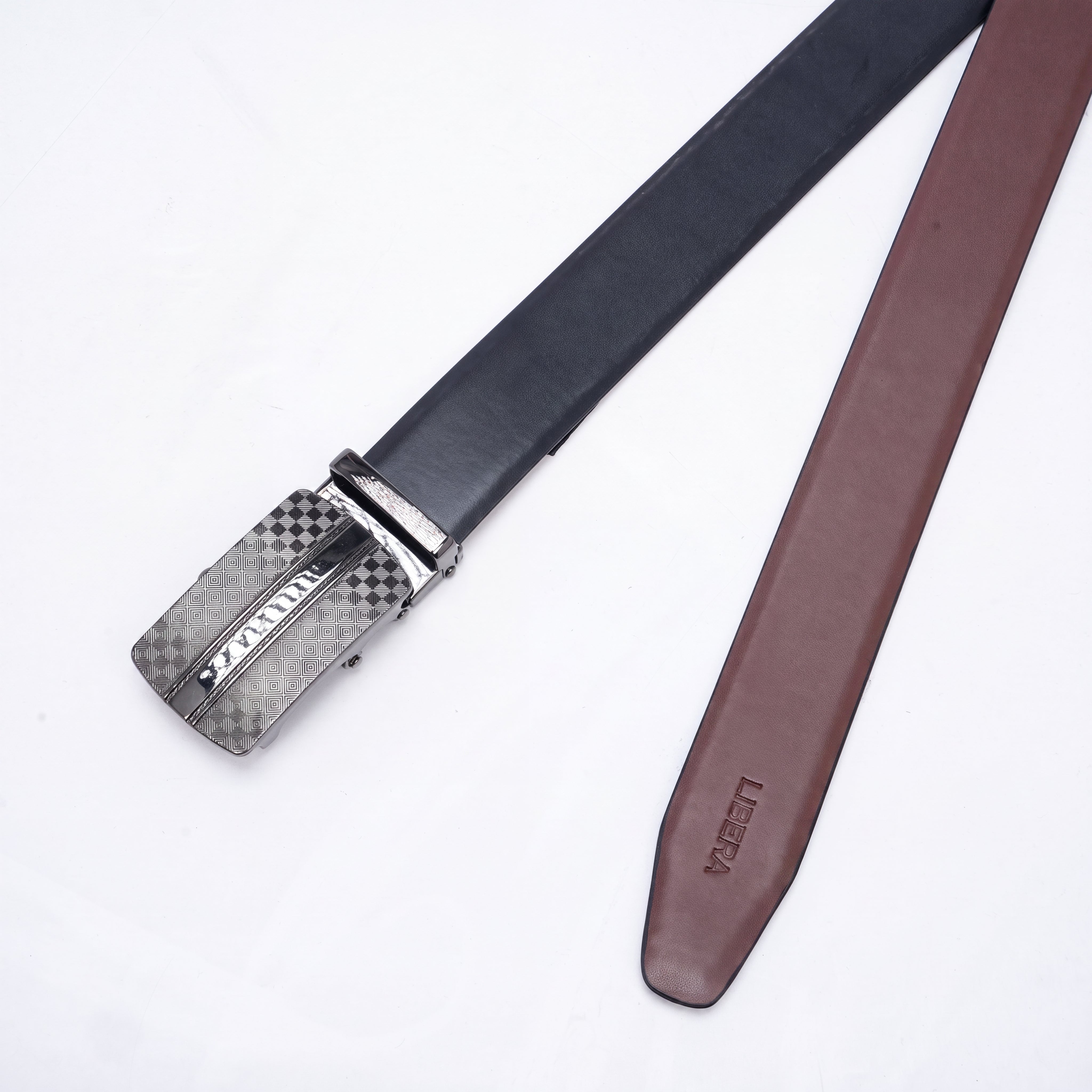 Genuine Leather Auto Lock Belt - Black | Light Brown