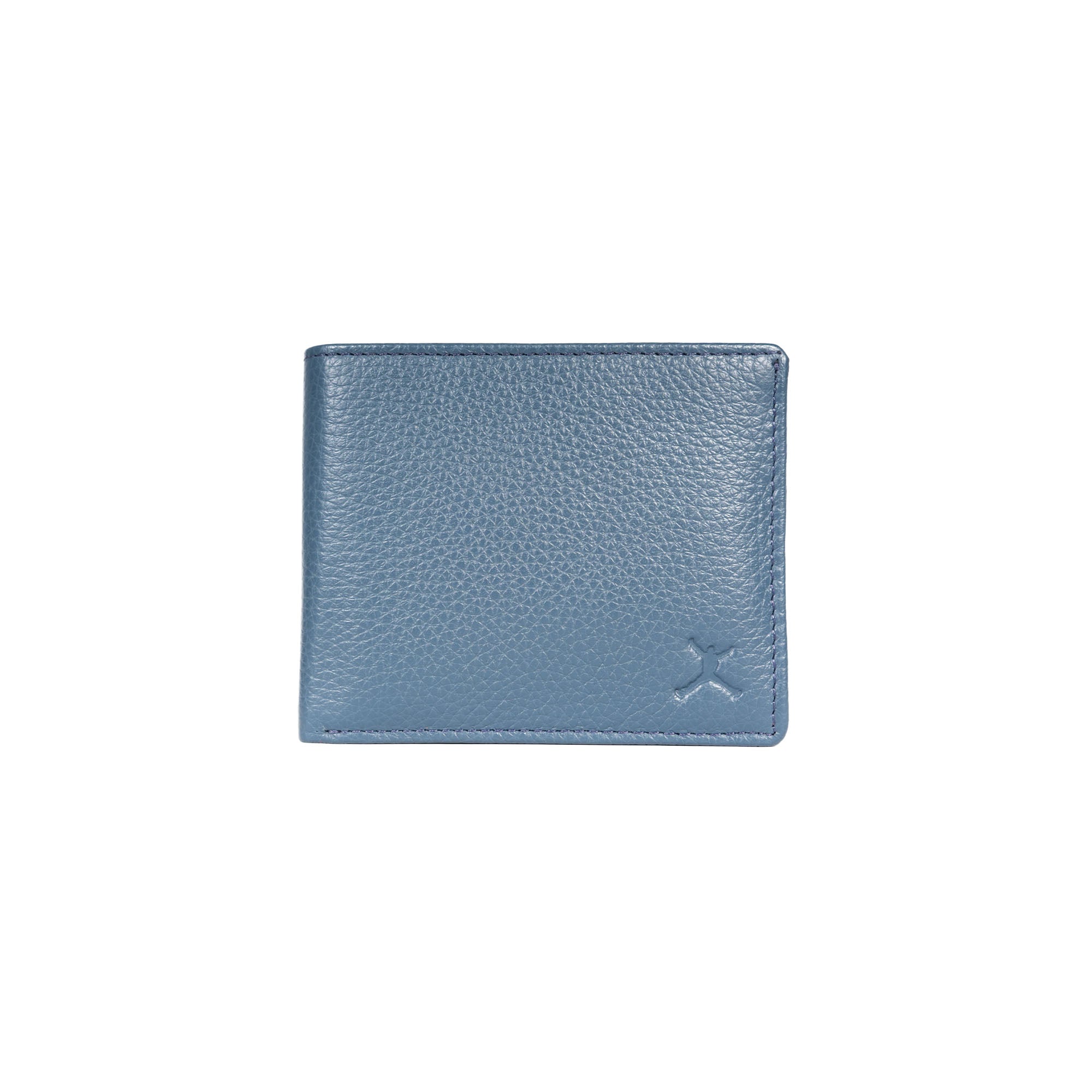Italian Leather RFID Pebbled Wallet - Light Blue