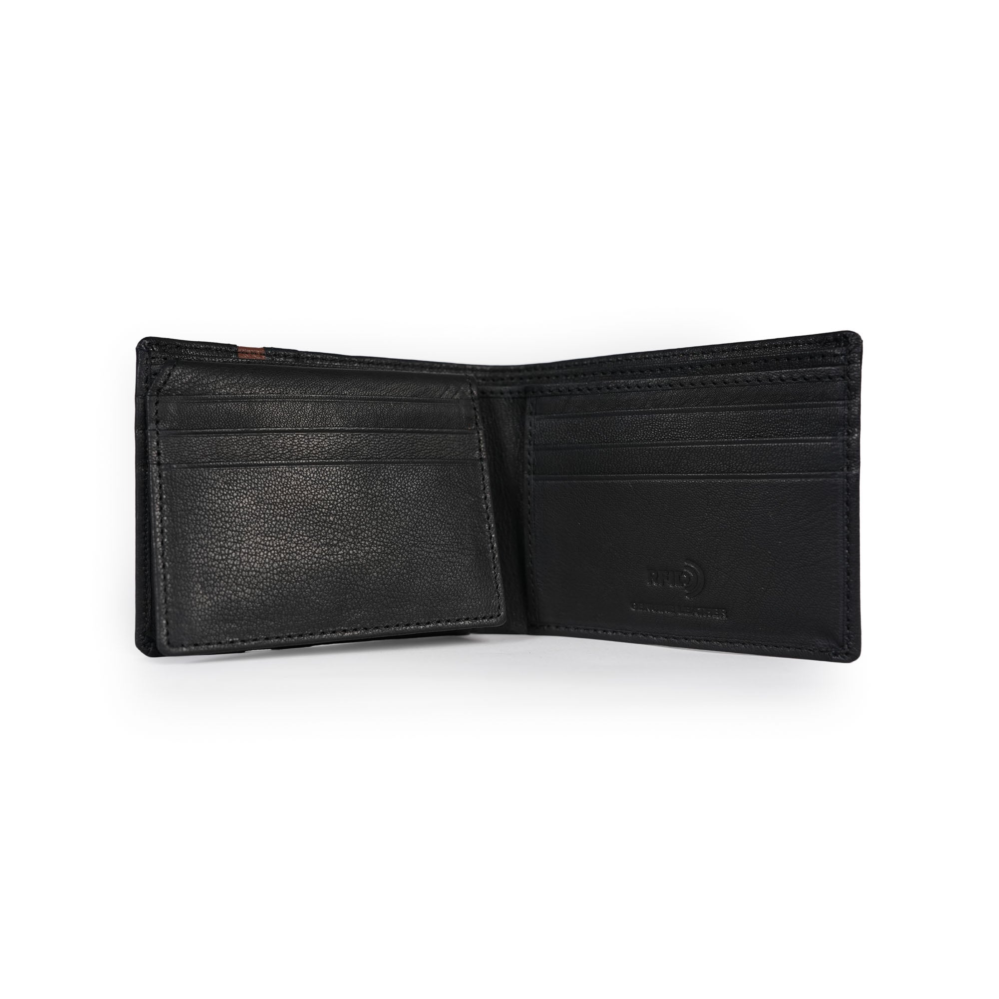 Genuine Leather RFID Two Toned Wallet - Black | Tan