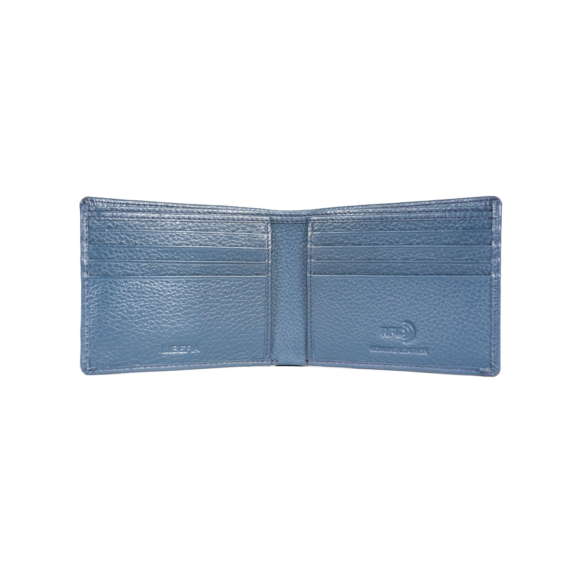 Italian Leather RFID Pebbled Wallet - Light Blue