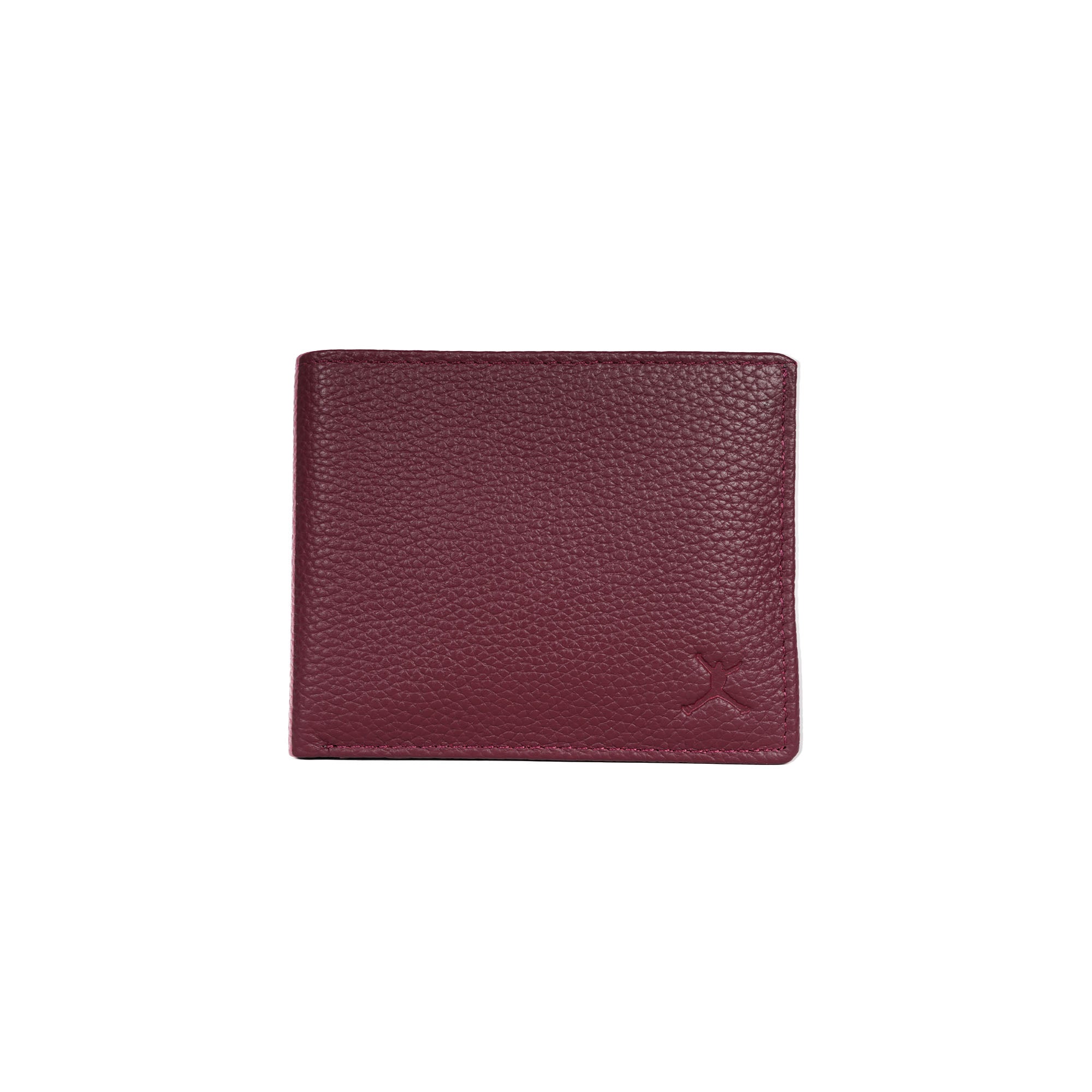 Italian Leather RFID Pebbled Wallet - Maroon