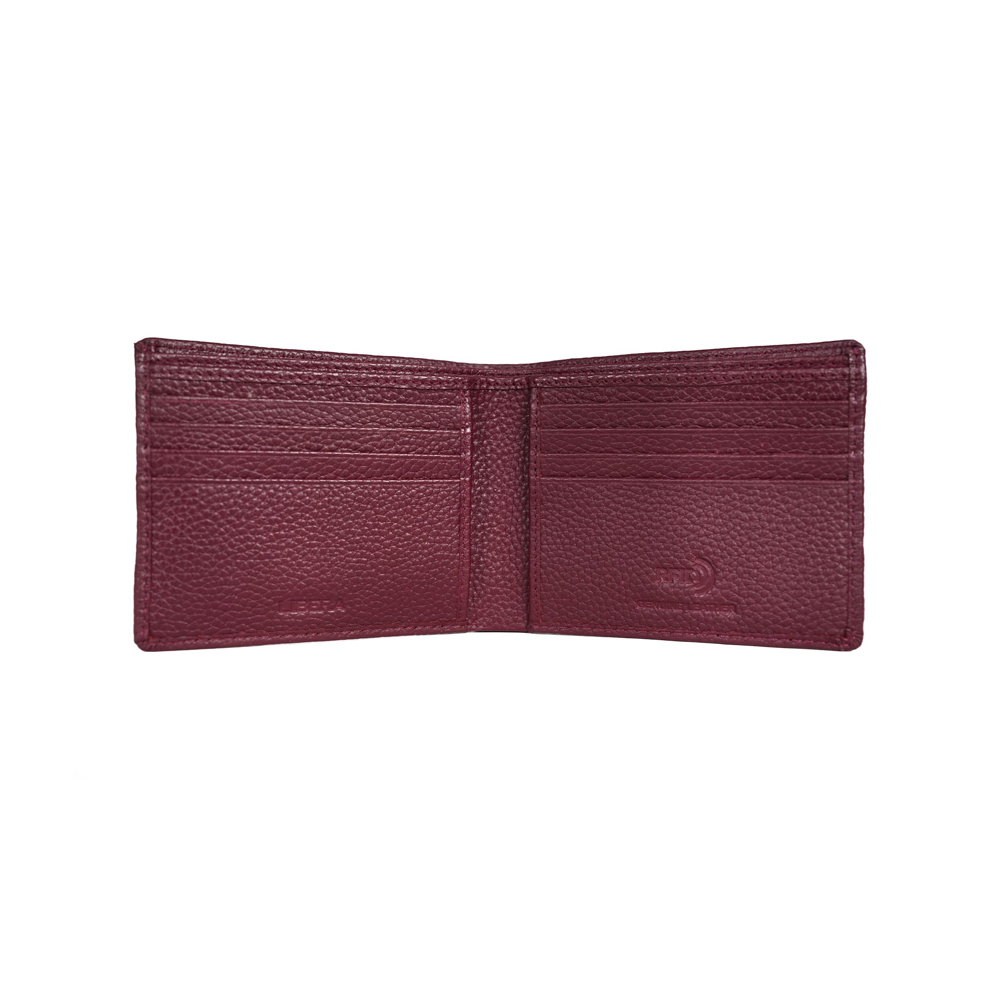 Italian Leather RFID Pebbled Wallet - Maroon
